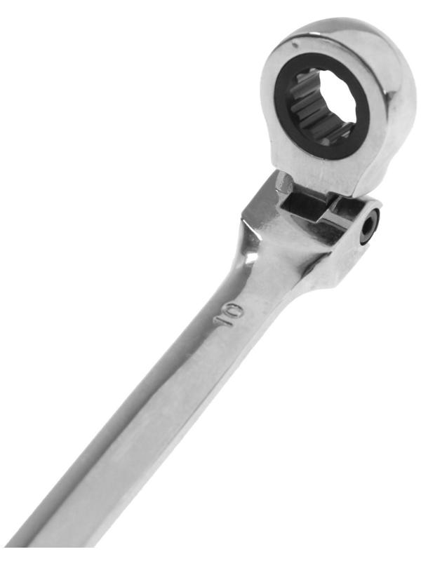 Ключ комбинированный трещоточный шарнирный ТУНДРА, CrV, полированный, 72 зуба, 10 мм