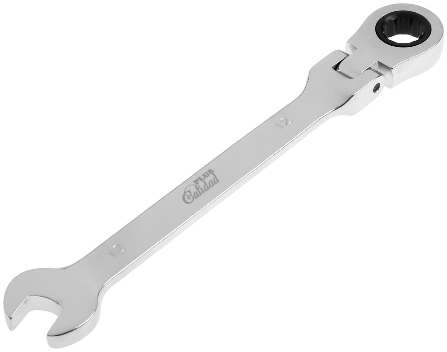 Ключ комбинированный трещоточный шарнирный ТУНДРА, CrV, полированный, 72 зуба, 12 мм