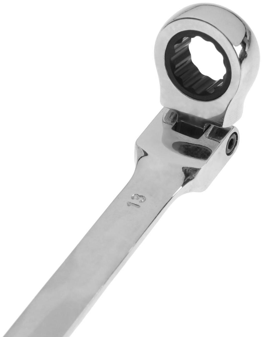 Ключ комбинированный трещоточный шарнирный ТУНДРА, CrV, полированный, 72 зуба, 13 мм
