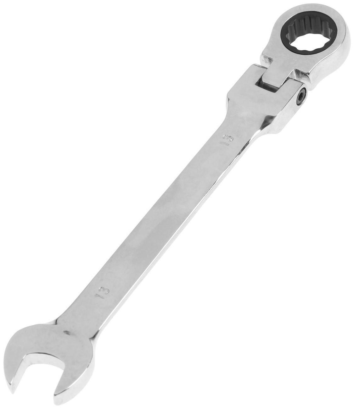 Ключ комбинированный трещоточный шарнирный ТУНДРА, CrV, полированный, 72 зуба, 13 мм