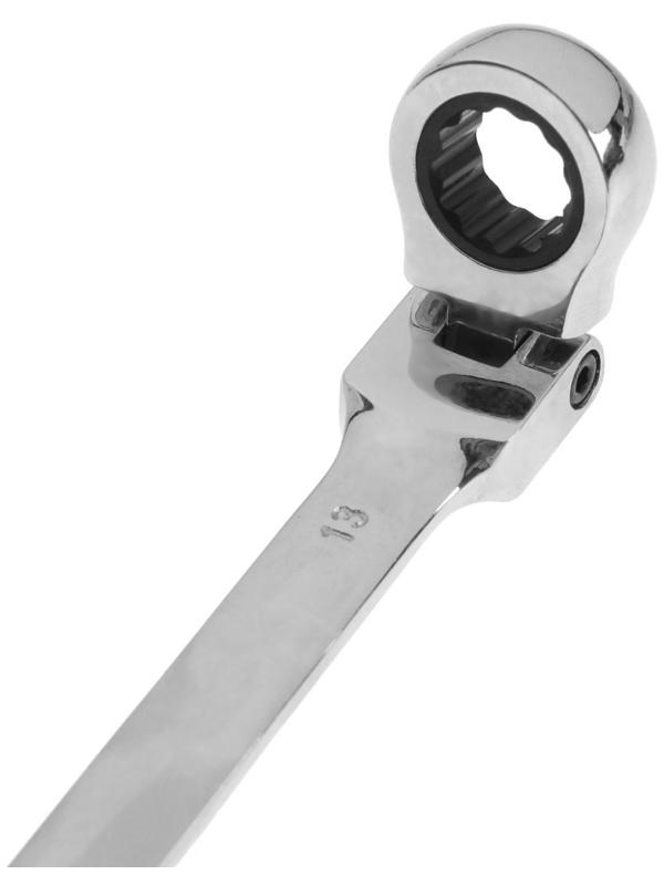 Ключ комбинированный трещоточный шарнирный ТУНДРА, CrV, полированный, 72 зуба, 13 мм