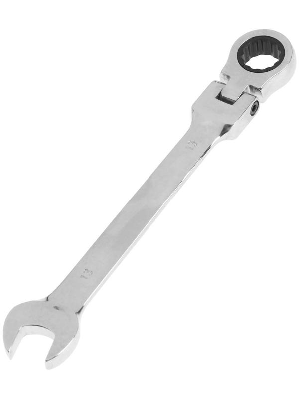 Ключ комбинированный трещоточный шарнирный ТУНДРА, CrV, полированный, 72 зуба, 13 мм