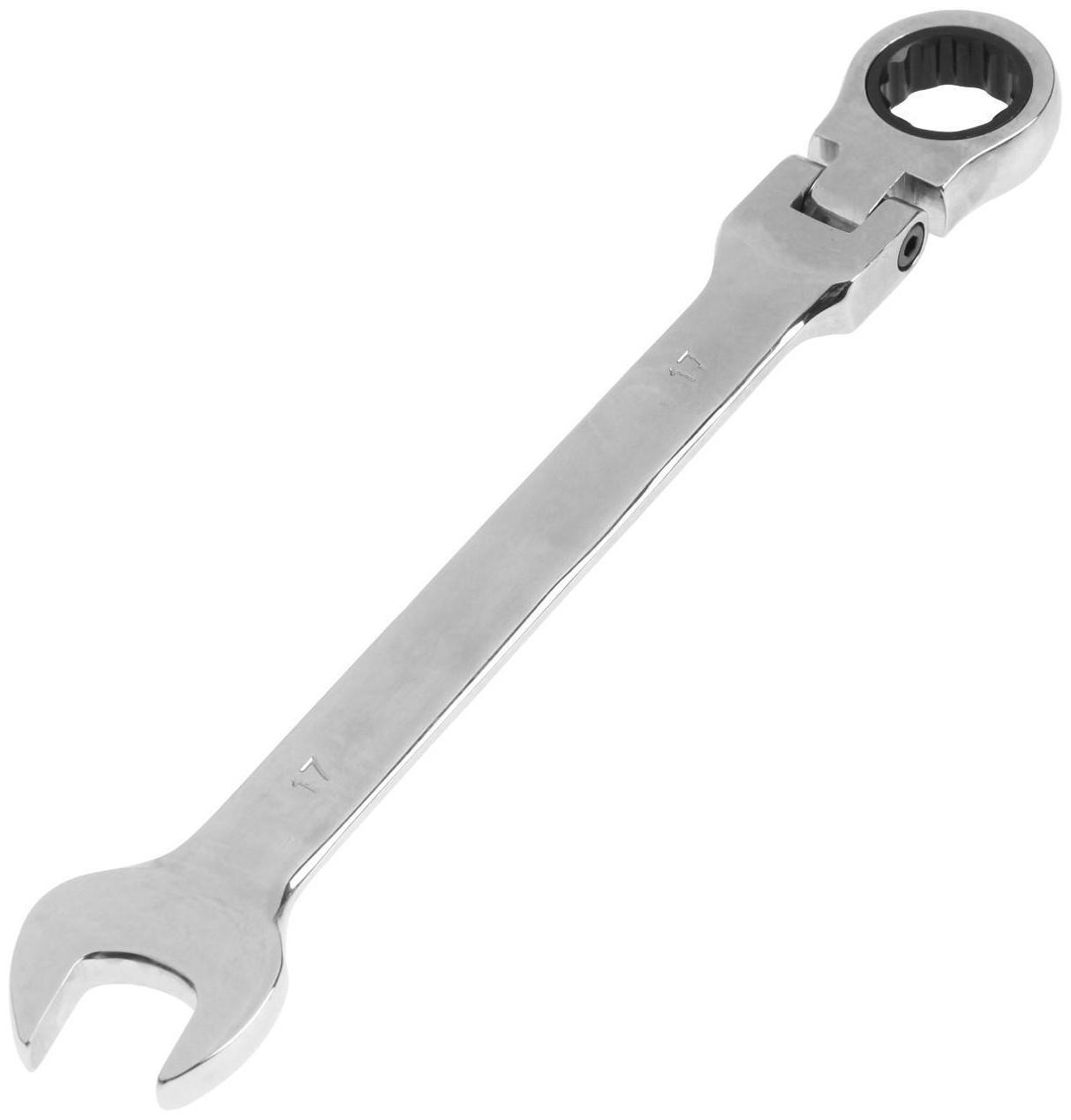 Ключ комбинированный трещоточный шарнирный ТУНДРА, CrV, полированный, 72 зуба, 17 мм