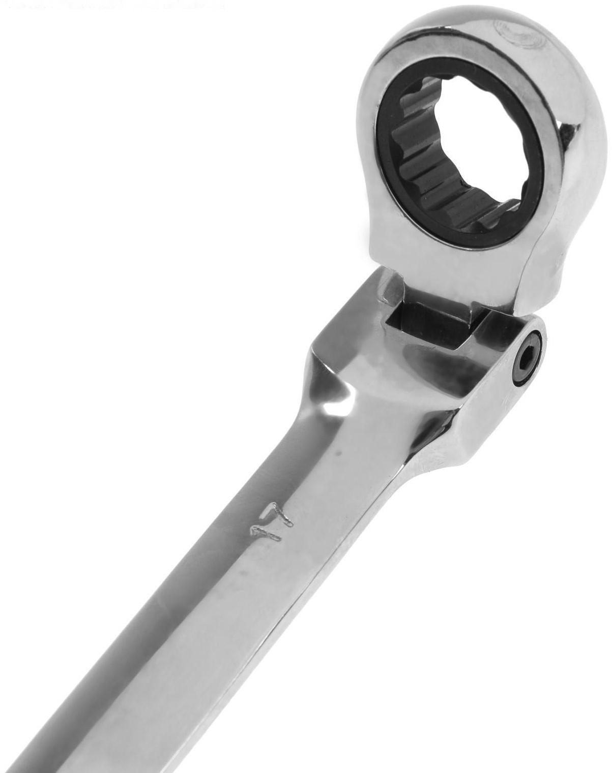 Ключ комбинированный трещоточный шарнирный ТУНДРА, CrV, полированный, 72 зуба, 17 мм