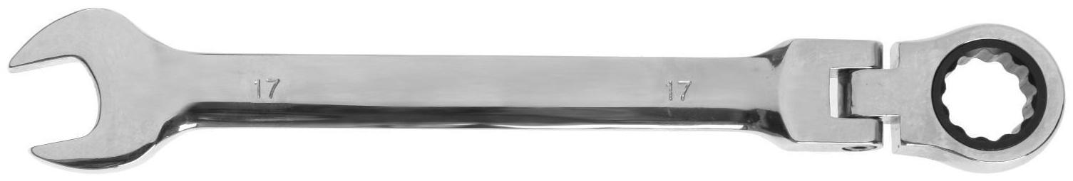 Ключ комбинированный трещоточный шарнирный ТУНДРА, CrV, полированный, 72 зуба, 17 мм