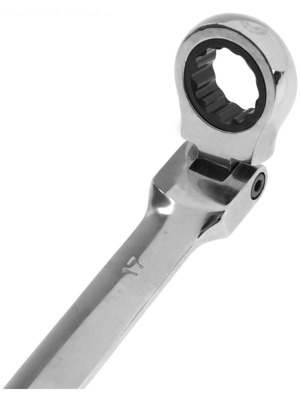 Ключ комбинированный трещоточный шарнирный ТУНДРА, CrV, полированный, 72 зуба, 17 мм