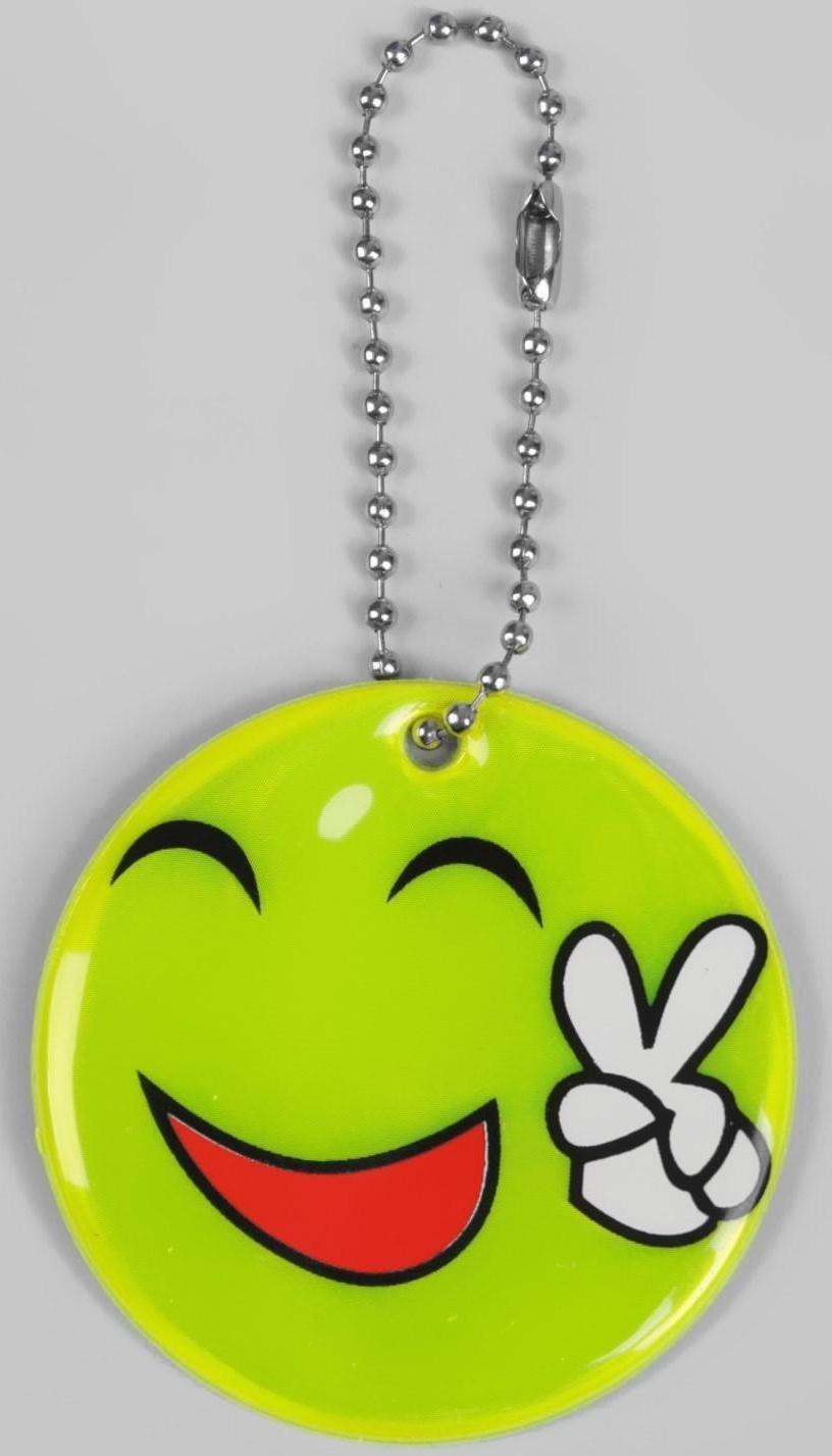 Светоотражающий элемент «Смайлик-мир», двусторонний, d = 5 см, цвет жёлтый