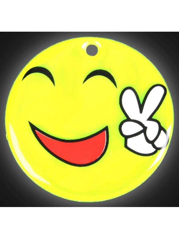 Светоотражающий элемент «Смайлик-мир», двусторонний, d = 5 см, цвет жёлтый