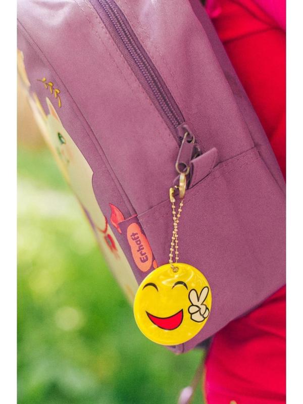 Светоотражающий элемент «Смайлик-мир», двусторонний, d = 5 см, цвет жёлтый