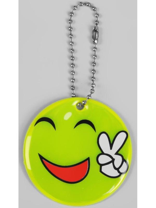 Светоотражающий элемент «Смайлик-мир», двусторонний, d = 5 см, цвет жёлтый