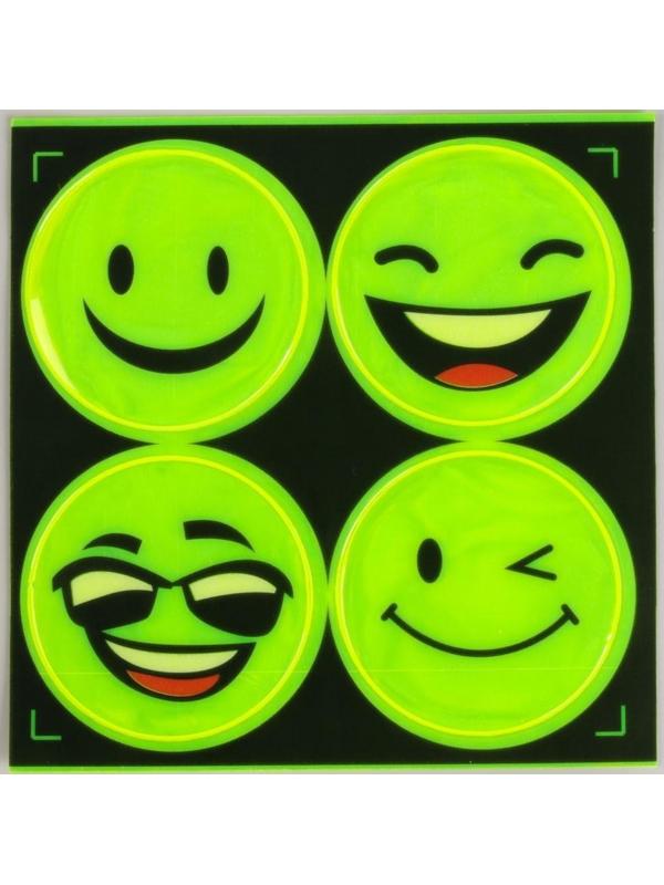 Светоотражающие наклейки «Смайлы», d = 5 см, 4 шт на листе, цвет жёлтый