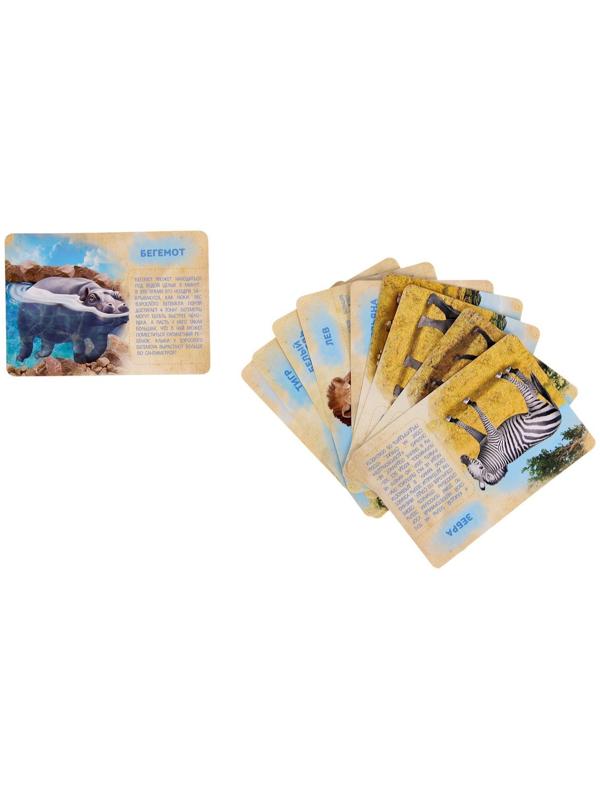 Набор животных с обучающими карточками «Дикие животные разных стран», животные пластик, карточки, по методике Монтессори