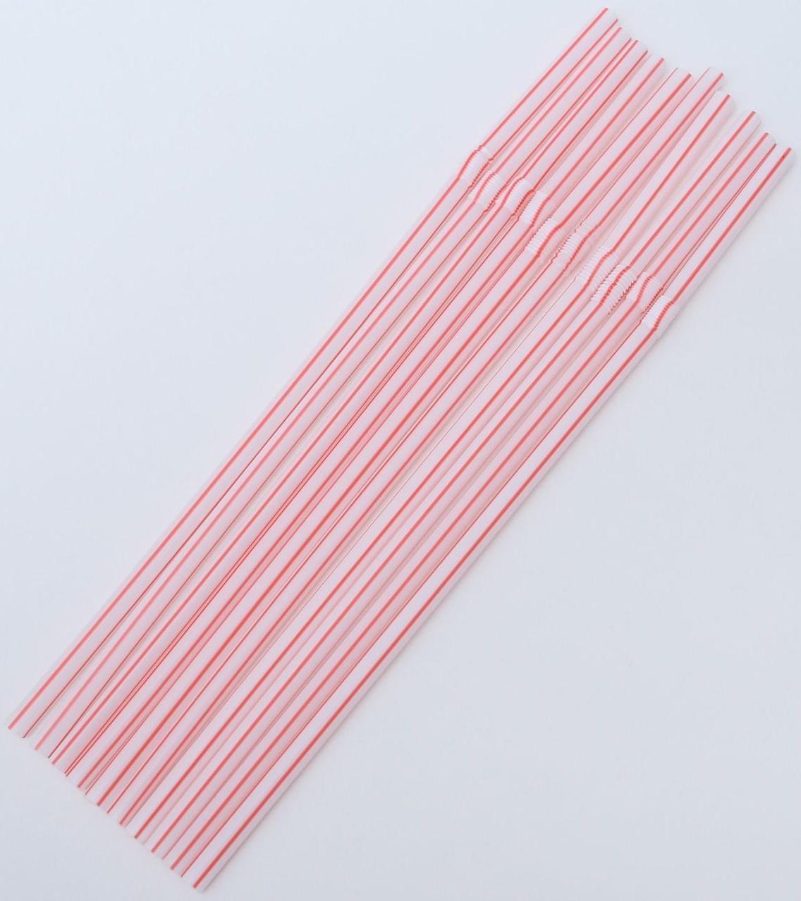 Набор одноразовых трубочек гофрированных для напитков, 0,5×21 см, 50 шт, с гофрой, цвет белый