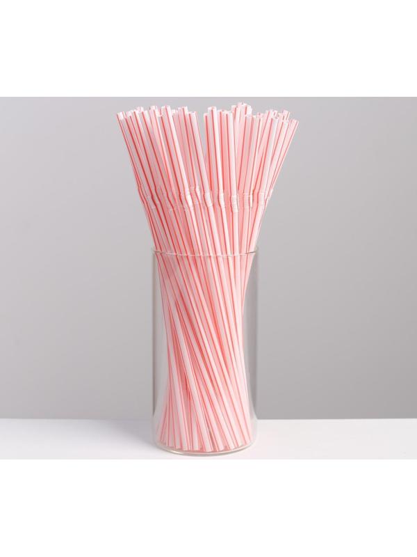 Набор одноразовых трубочек гофрированных для напитков, 0,5×21 см, 50 шт, с гофрой, цвет белый