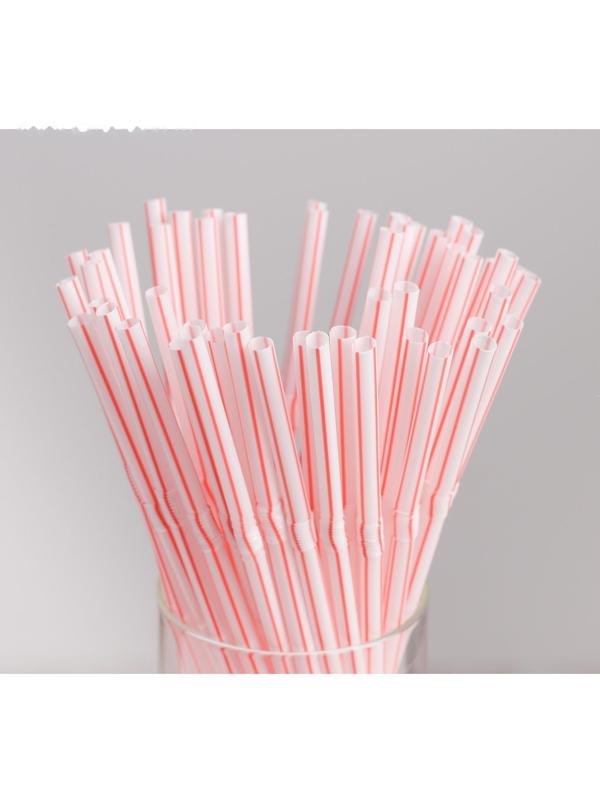 Набор одноразовых трубочек гофрированных для напитков, 0,5×21 см, 50 шт, с гофрой, цвет белый
