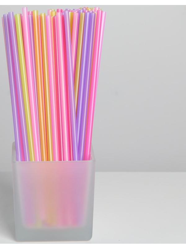 Набор одноразовых трубочек для напитков, 0,5×21 см, 100 шт, цвет МИКС
