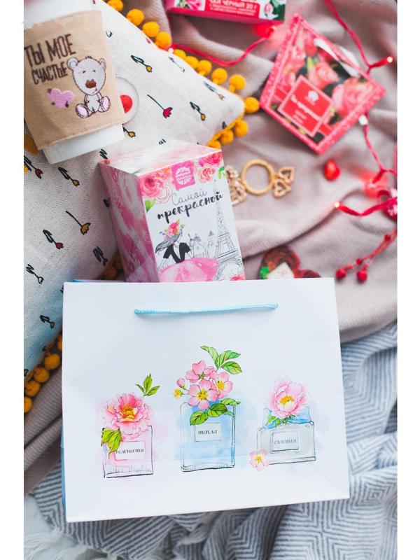 Пакет подарочный ламинированный «С пожеланиями...» 22 × 17.5 × 8 см