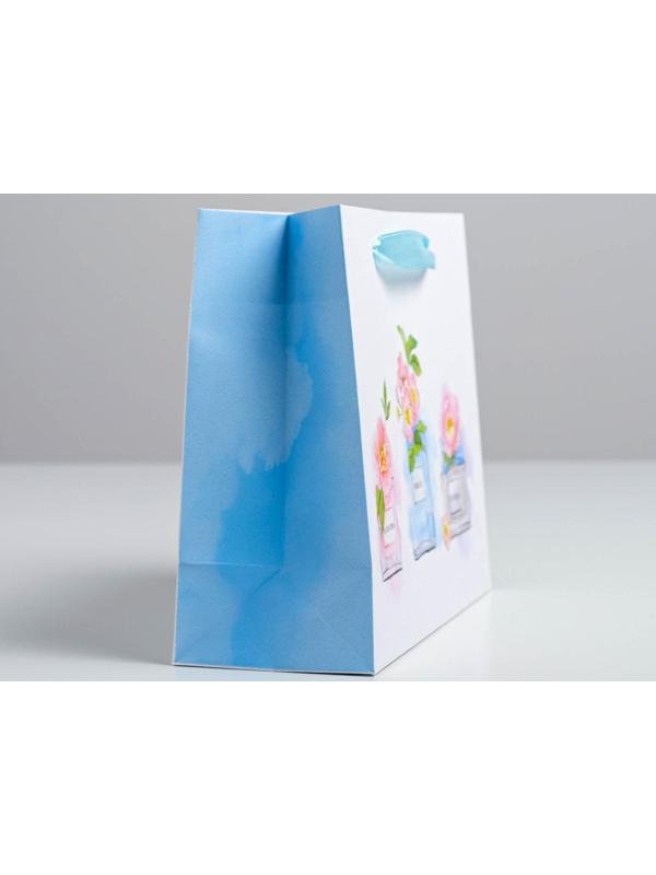 Пакет подарочный ламинированный «С пожеланиями...» 22 × 17.5 × 8 см