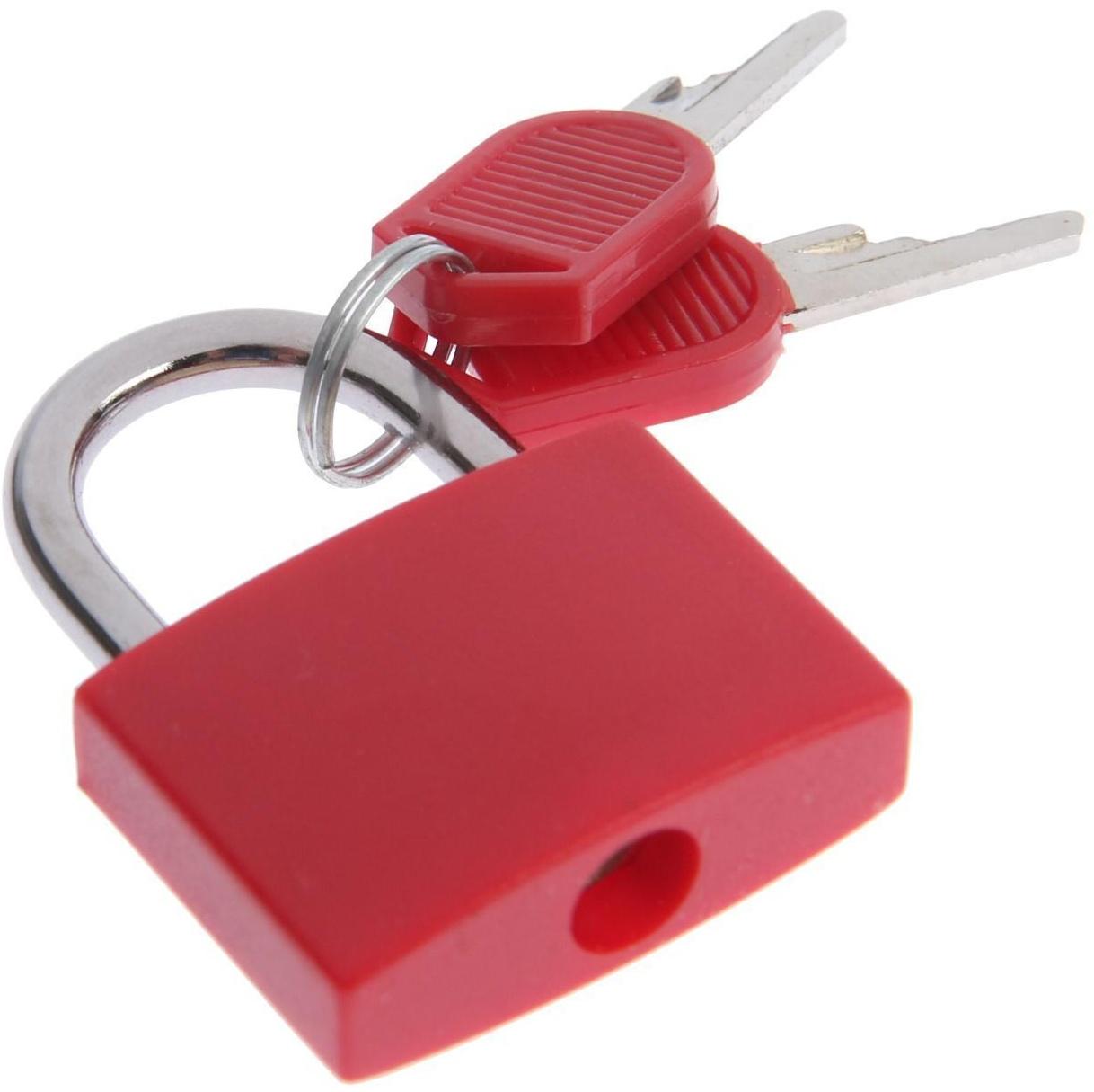 Замок навесной для чемодана, средний, 30х42 мм, красный
