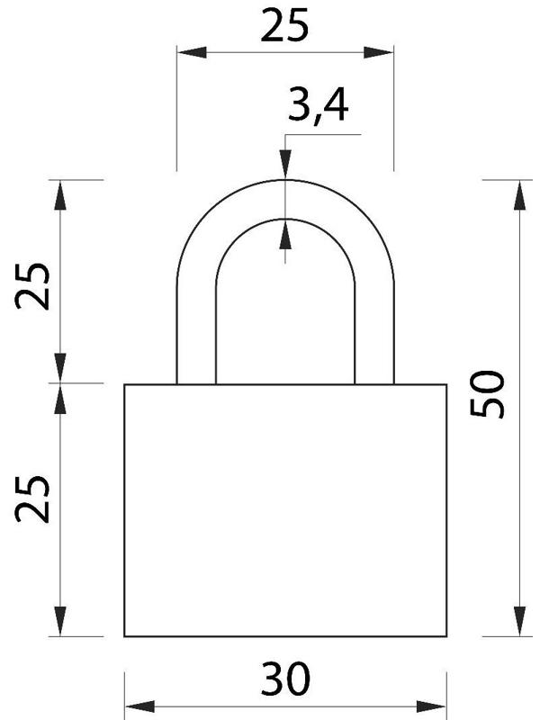 Замок навесной для чемодана, средний, 30х42 мм, красный