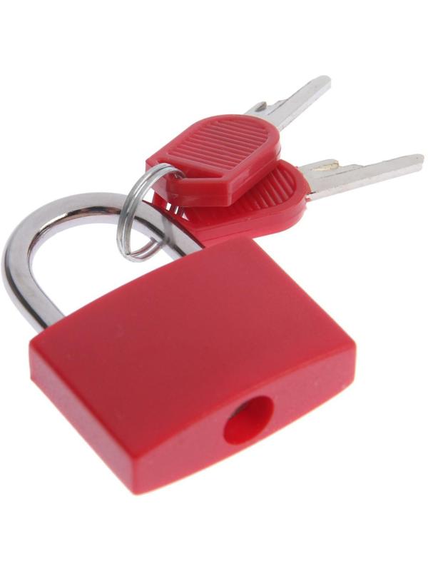 Замок навесной для чемодана, средний, 30х42 мм, красный