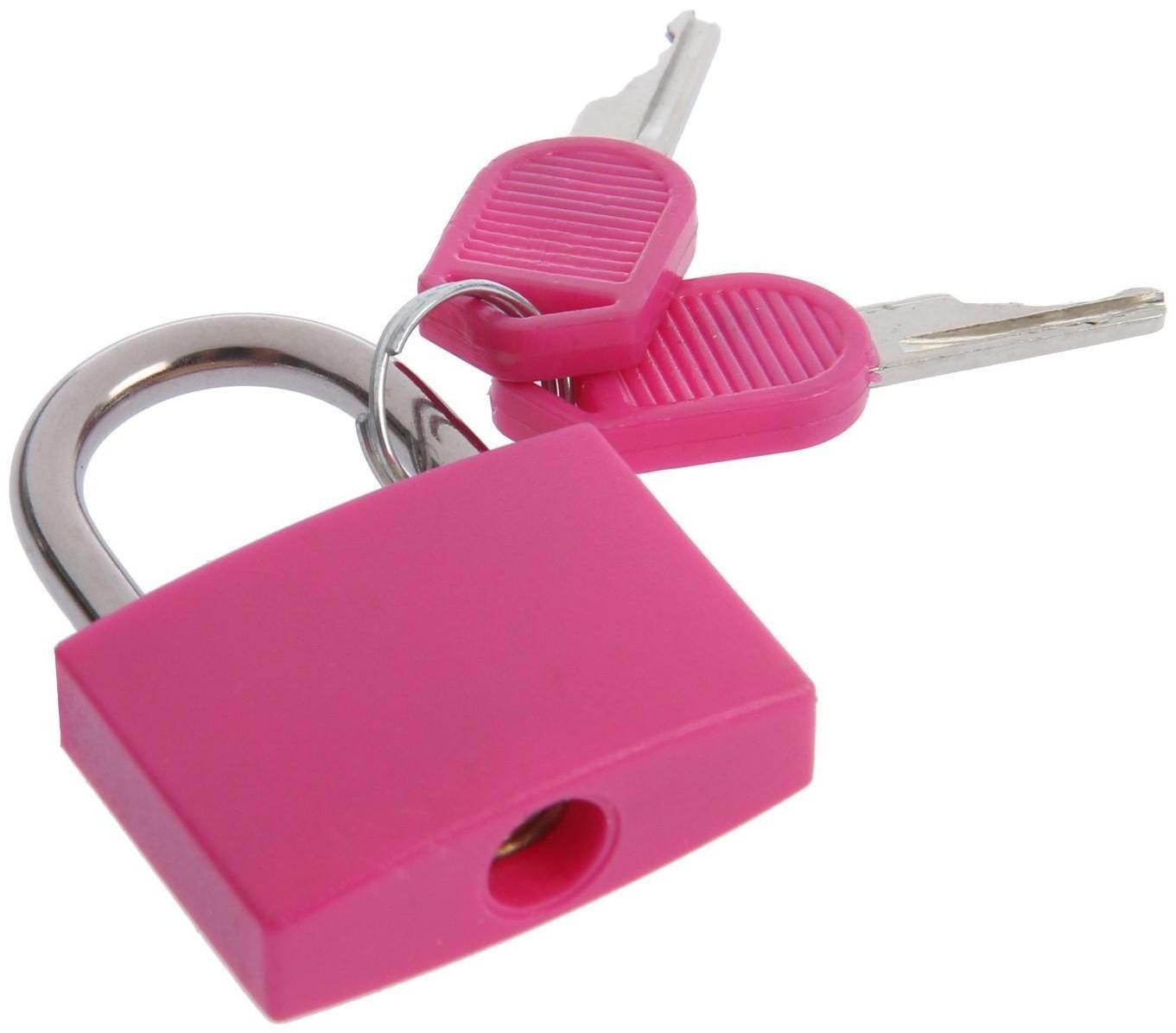 Замок навесной для чемодана, средний, 30х42 мм, розовый