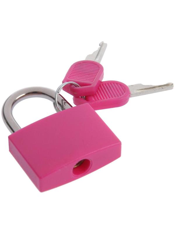 Замок навесной для чемодана, средний, 30х42 мм, розовый