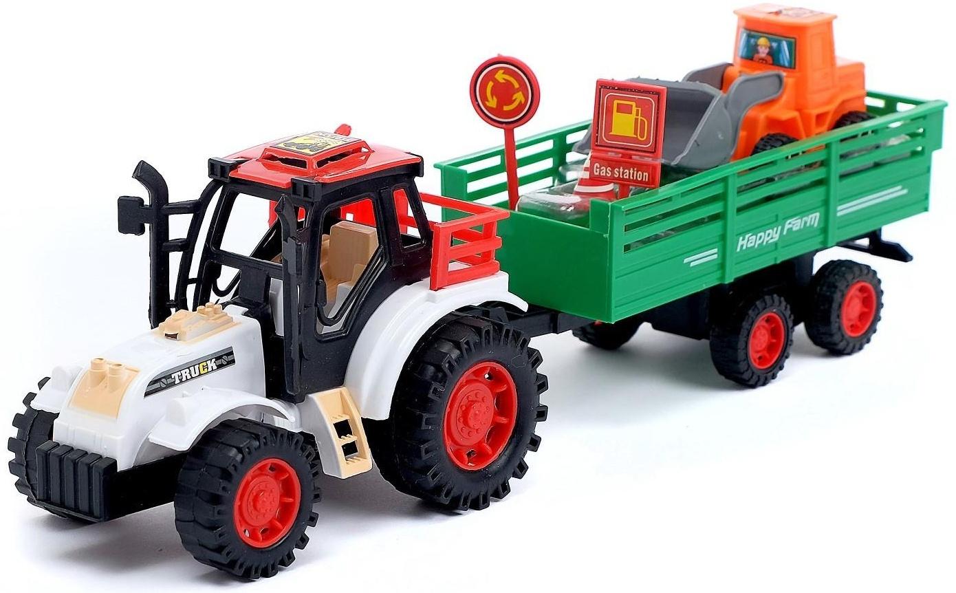 Трактор инерционный «Фермер», с прицепом, цвета МИКС