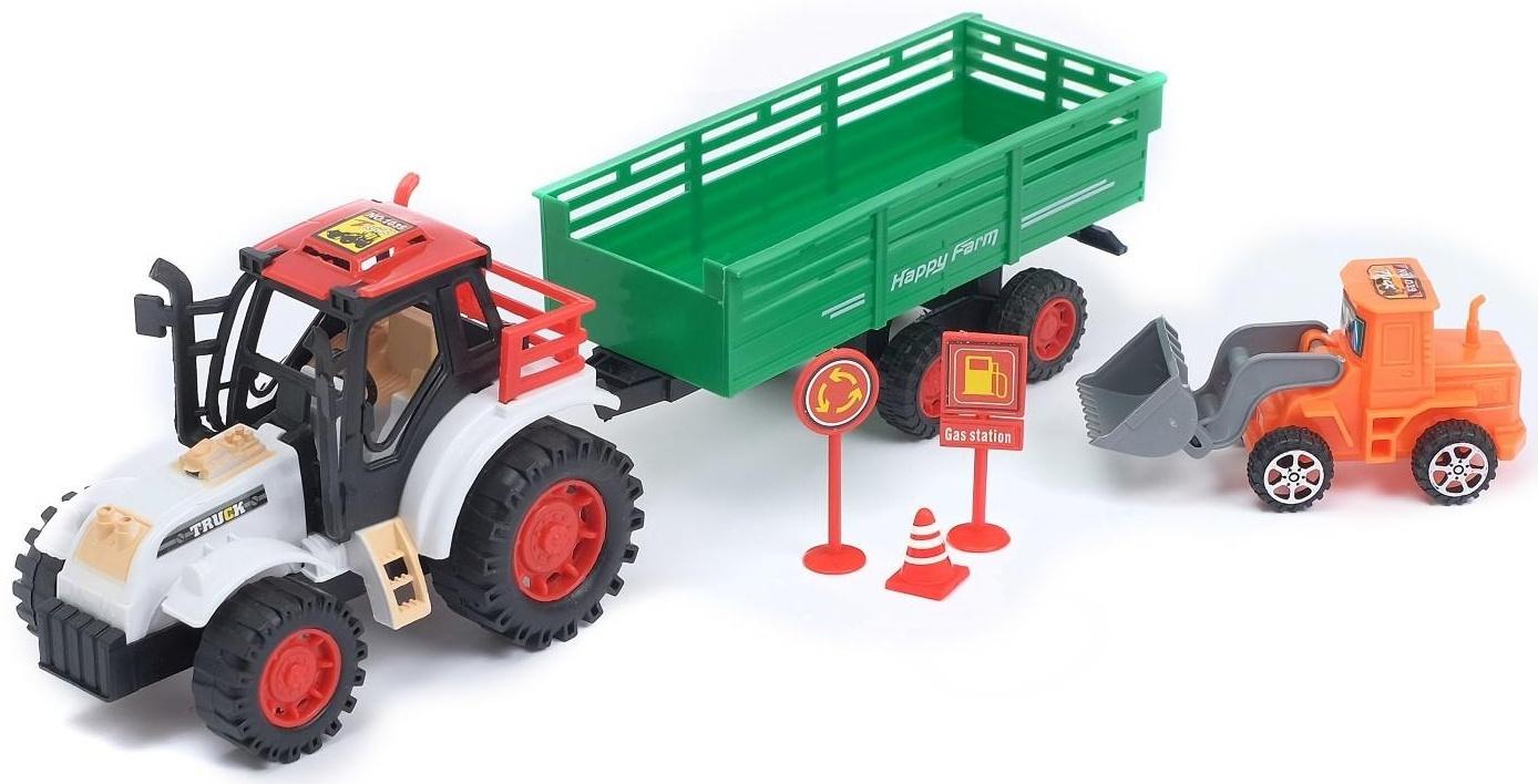 Трактор инерционный «Фермер», с прицепом, цвета МИКС