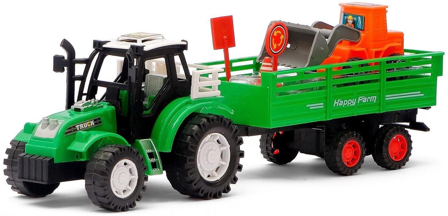 Трактор инерционный «Фермер», с прицепом, цвета МИКС