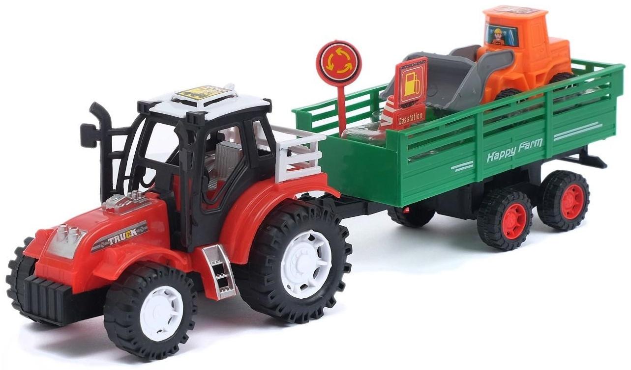 Трактор инерционный «Фермер», с прицепом, цвета МИКС