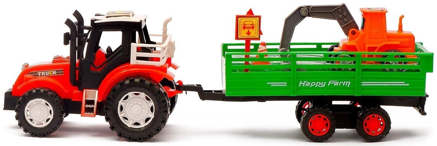 Трактор инерционный «Фермер», с прицепом, цвета МИКС