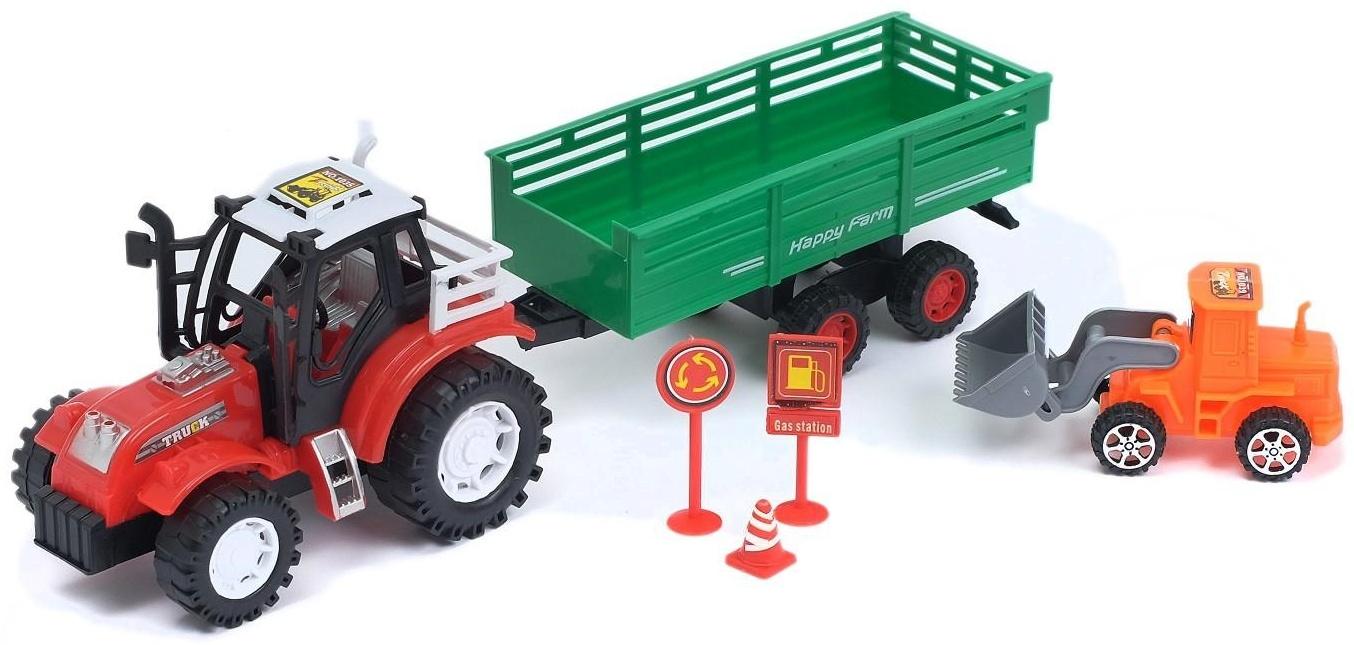 Трактор инерционный «Фермер», с прицепом, цвета МИКС