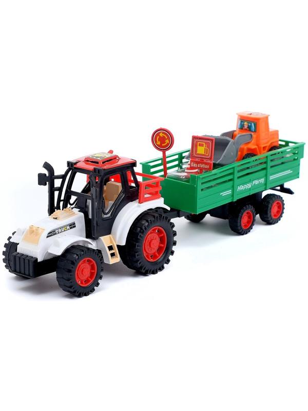 Трактор инерционный «Фермер», с прицепом, цвета МИКС