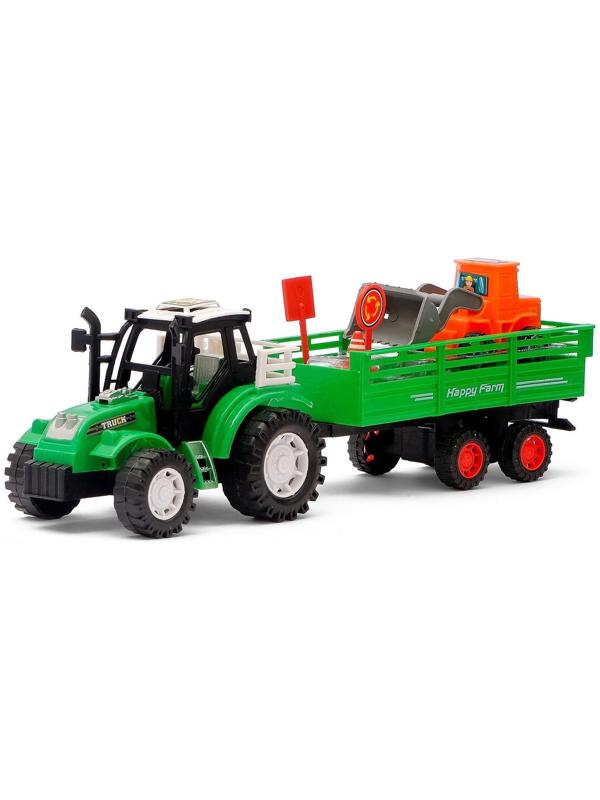 Трактор инерционный «Фермер», с прицепом, цвета МИКС