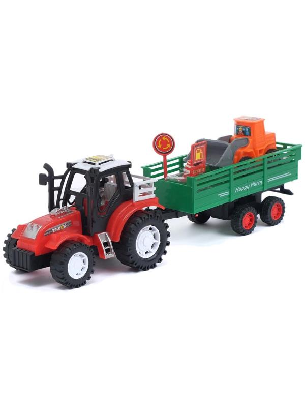 Трактор инерционный «Фермер», с прицепом, цвета МИКС