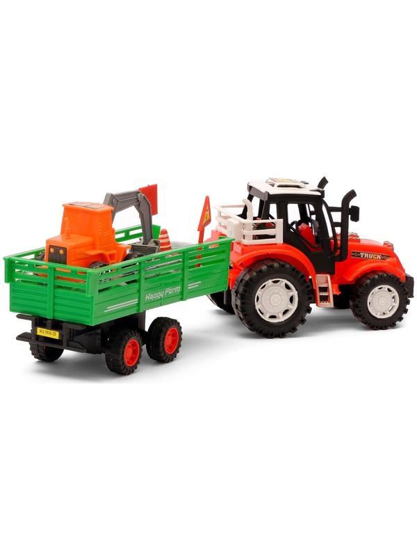 Трактор инерционный «Фермер», с прицепом, цвета МИКС
