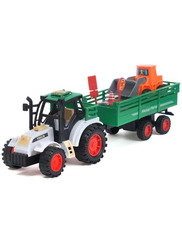 Трактор инерционный «Фермер», с прицепом, цвета МИКС