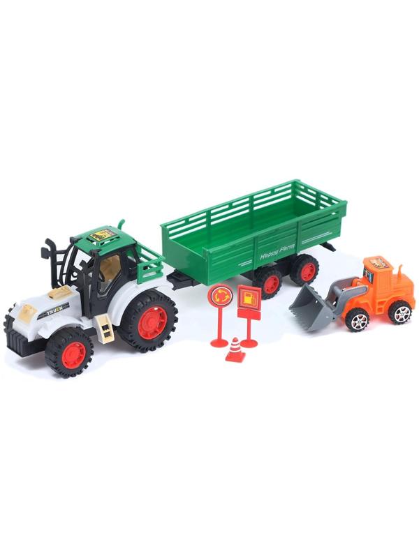 Трактор инерционный «Фермер», с прицепом, цвета МИКС