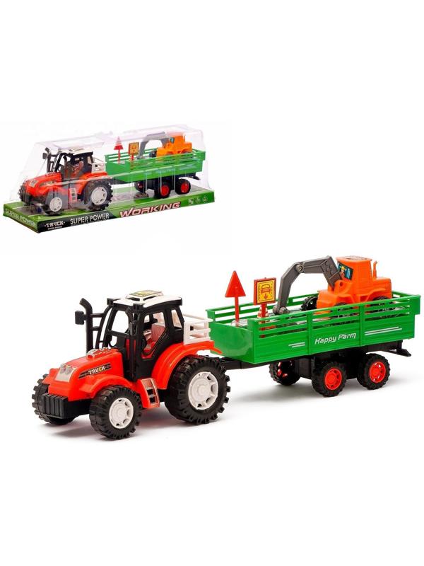 Трактор инерционный «Фермер», с прицепом, цвета МИКС