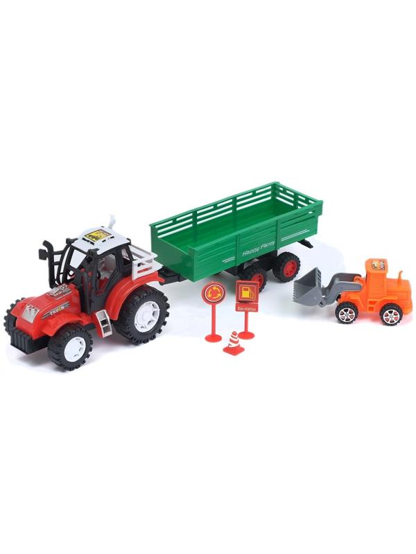 Трактор инерционный «Фермер», с прицепом, цвета МИКС