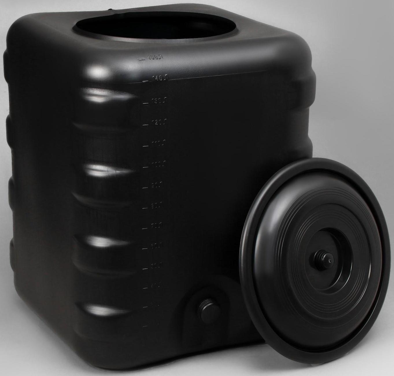 Бак для душа, 150 л, с крышкой, с резьбой под кран, чёрный