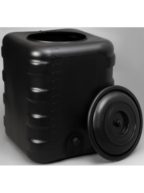 Бак для душа, 150 л, с крышкой, с резьбой под кран, чёрный