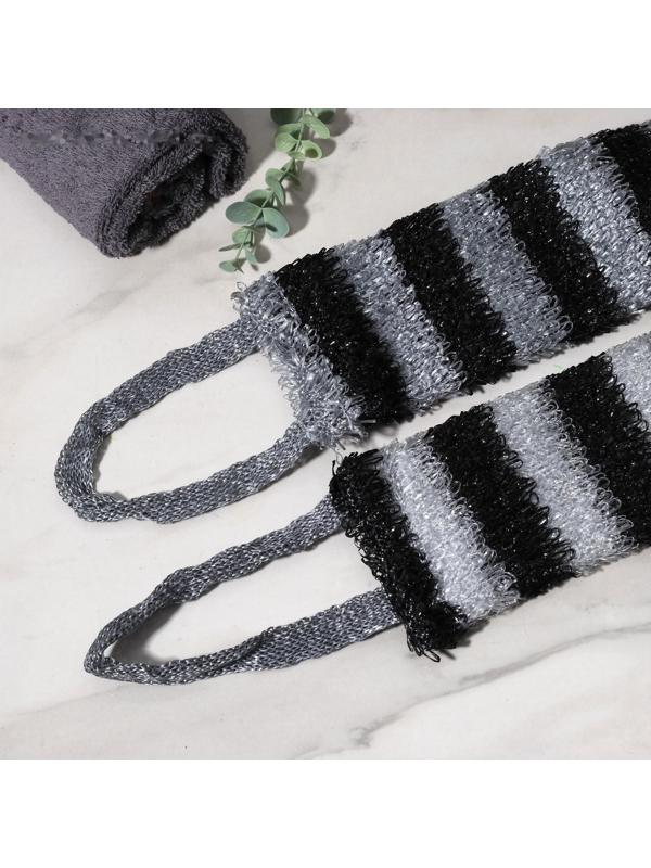 Мочалка для тела Доляна «Мужская», 12×45 см, цвет чёрно-белый