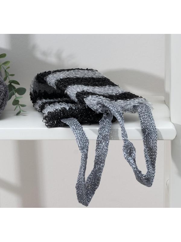 Мочалка для тела Доляна «Мужская», 12×45 см, цвет чёрно-белый