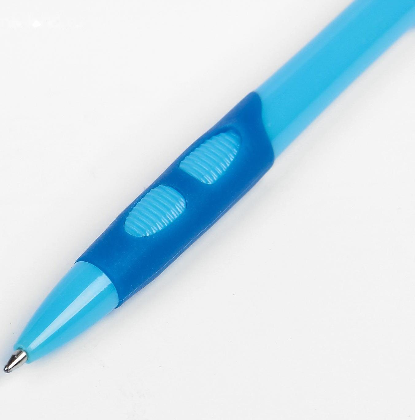 Ручка шариковая, 0.5 мм, стержень синий, с резиновым держателем, корпус МИКС