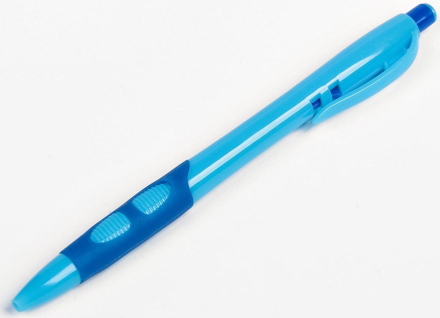 Ручка шариковая, 0.5 мм, стержень синий, с резиновым держателем, корпус МИКС