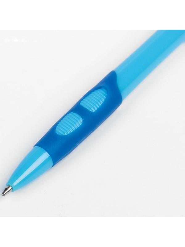 Ручка шариковая, 0.5 мм, стержень синий, с резиновым держателем, корпус МИКС