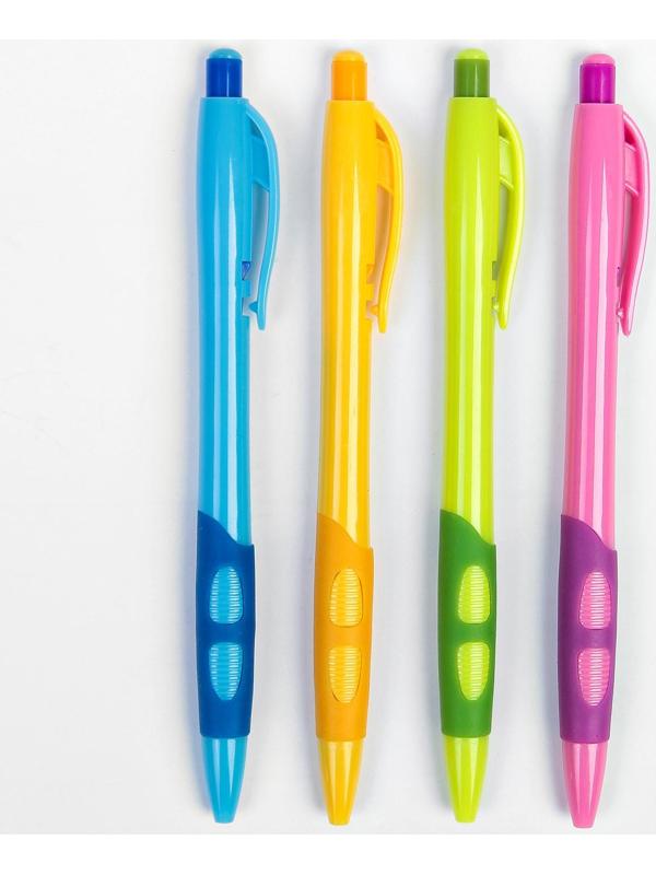 Ручка шариковая, 0.5 мм, стержень синий, с резиновым держателем, корпус МИКС