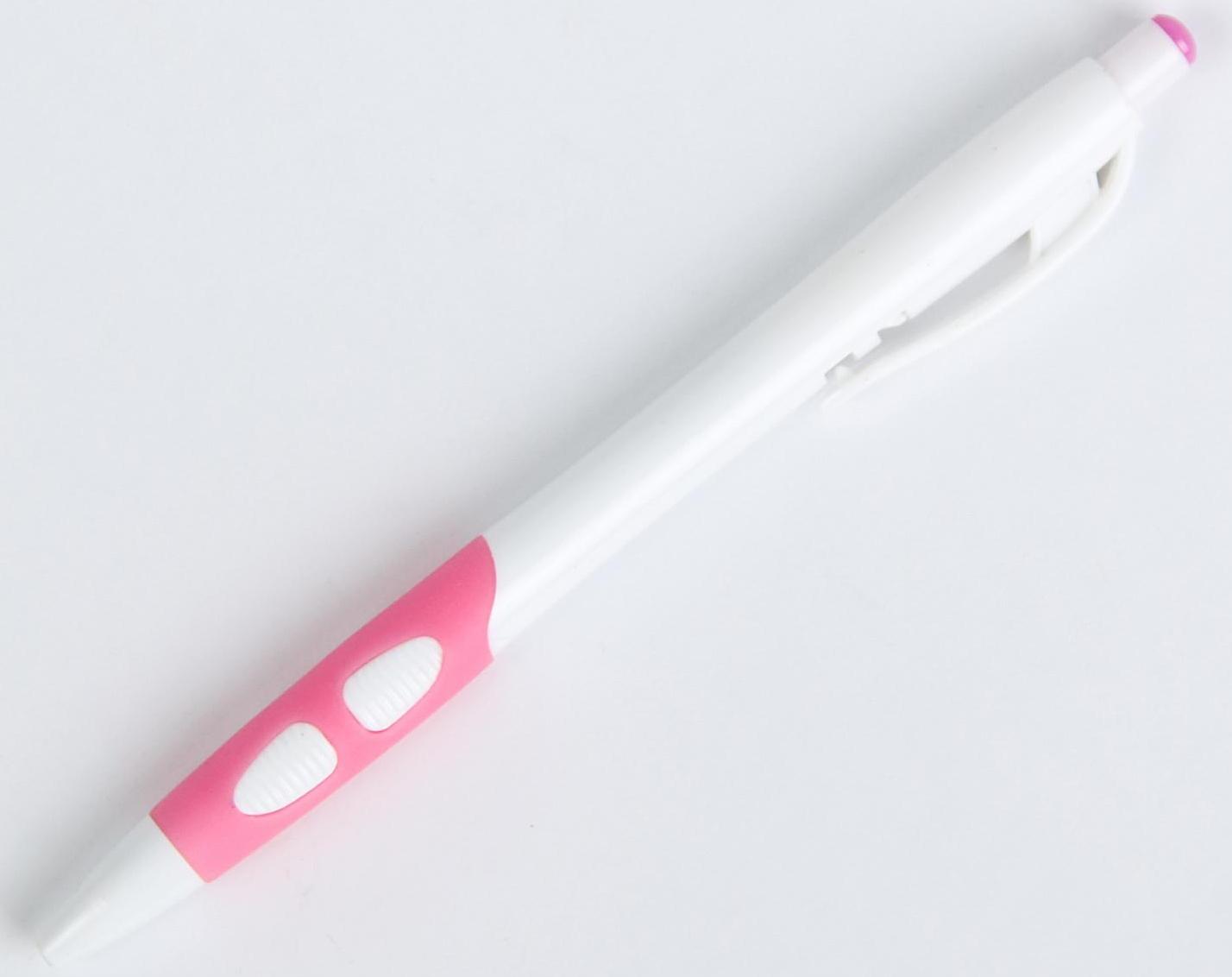 Ручка шариковая, 0.5 мм, стержень синий, корпус белый с резиновым держателем, МИКС